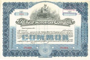 Packard Motor Car Co. - Specimen Stock Certificate